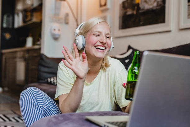 Socializing at home via video call