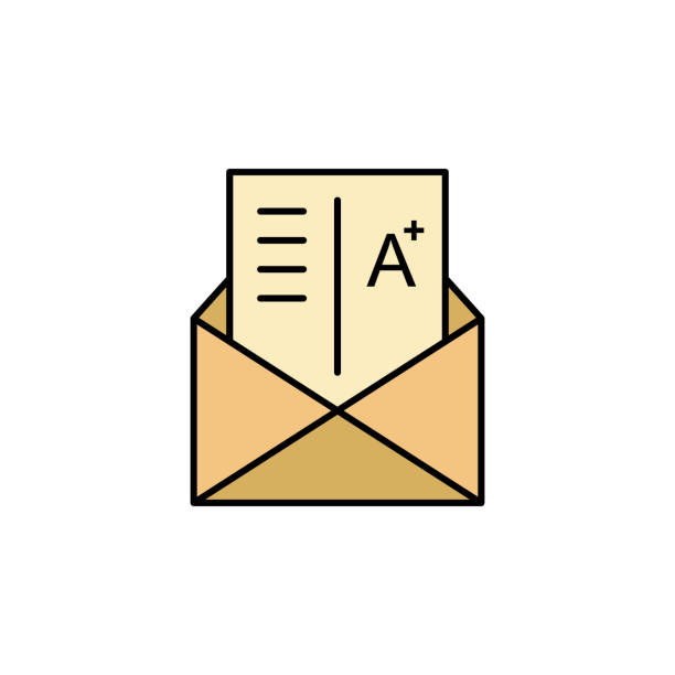 illustrations, cliparts, dessins animés et icônes de grades, icône de lettre. élément de l’illustration d’éducation. signes et symboles peuvent être utilisés pour le web, logo, application mobile, interface utilisateur, ux sur fond blanc - niveau déducation illustrations