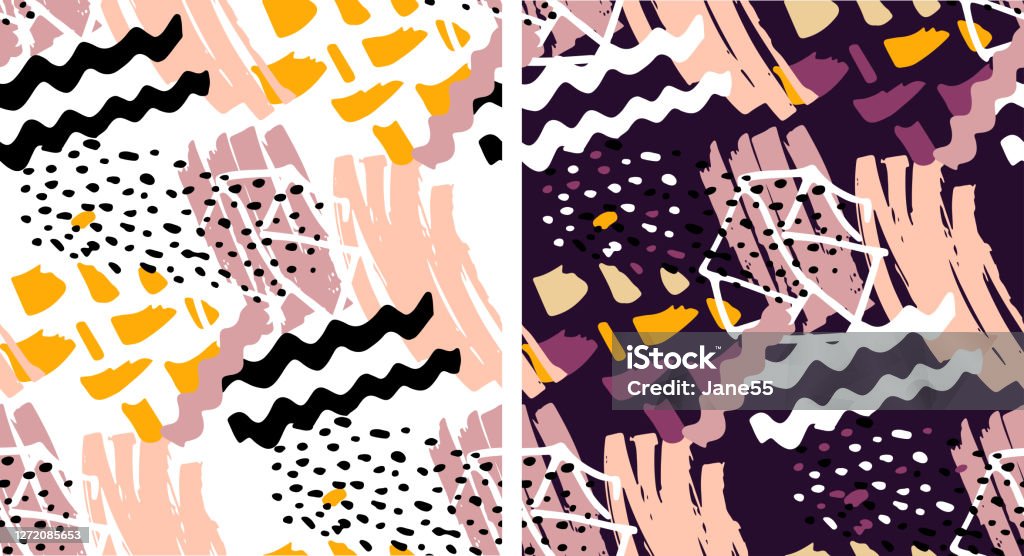 Abstract Hand Drawn Doodle Template Design Art Autumn Pattern ...