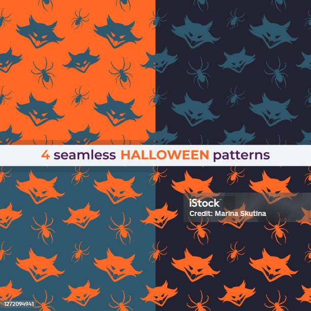 Hideous Pattern Collection Of Seamless Horror Patterns For Helloween Stock Illustration ...