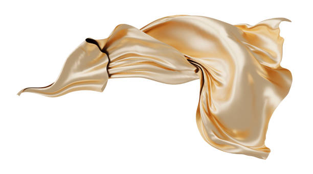 istock Golden luxury cloth flying in the wind isolated on white background 3D render 1272096415