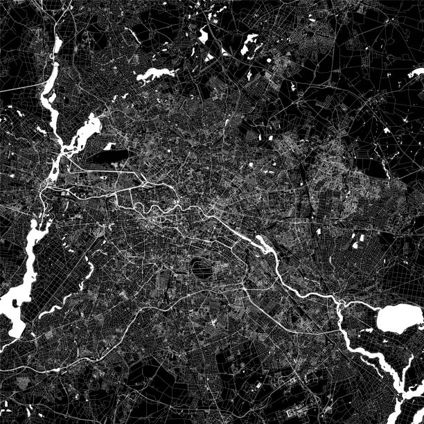 Berlin, Germany Vector Map Topographic / Road map of Berlin, Germany. Original map data is open data via © OpenStreetMap contributors. All maps are layered and easy to edit. Roads are editable stroke. nazism stock illustrations