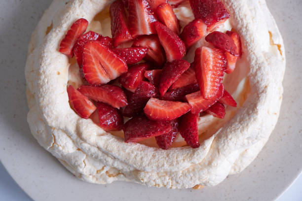 Australian Pavlova Meringue Cake, filled with Chantilly
