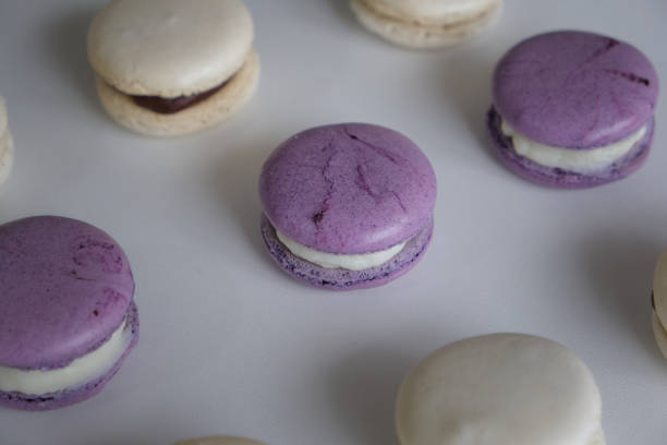 istock Violet and white almond and meringue macaroons 1272098481