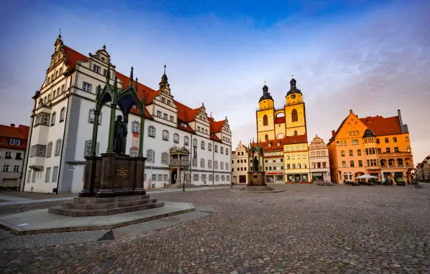 Market Square of Lutherstadt Wittenberg is the fourth largest town in Saxony-Anhalt, Germany. Wittenberg is situated on the River Elbe. Wittenberg is famous for its close connection with Martin Luther and the Protestant Reformation.