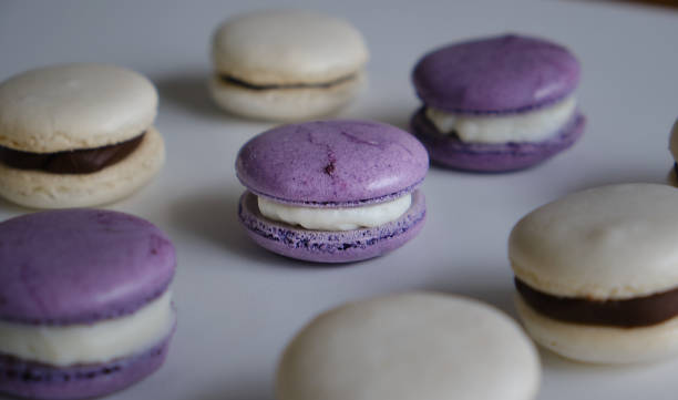 istock Violet and white almond and meringue macaroons 1272099498
