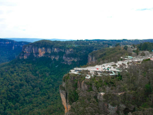 echo point blue mountains tres hermanas katoomba sydney nsw australia - blue mountains australia sydney australia new south wales fotografías e imágenes de stock