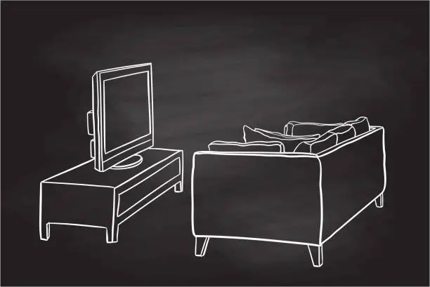 Vector illustration of TV Watching Setup Chalkboard