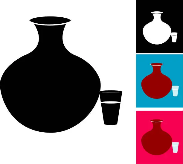 Vector illustration of earthen water  pot ,