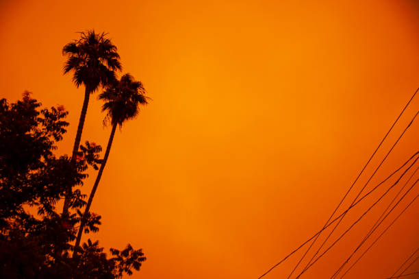Orange sky in an urban area (Berkeley) during California fires