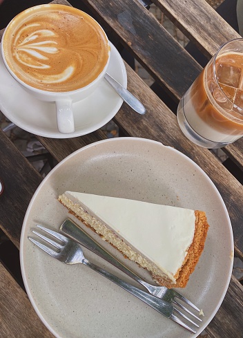 Little break with best coffee and tasty cheesecake