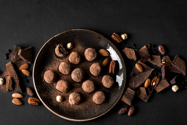 istock Chocolate truffles with dark chocolate 1272115326
