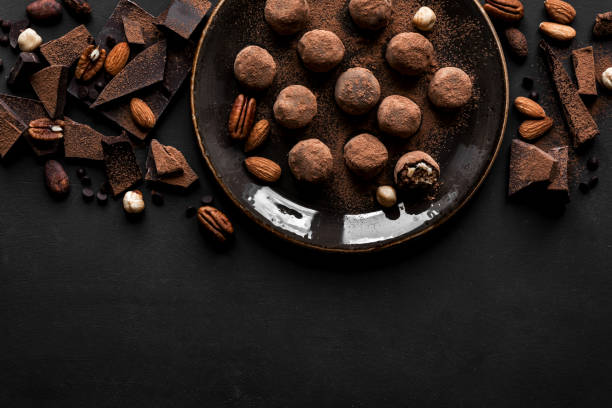 istock Chocolate truffles with dark chocolate 1272115381