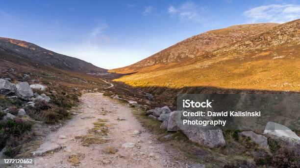Winding Trail In The Valley Between Slieve Donard And Rocky Mountain In Mourne Mountains Stock Photo - Download Image Now