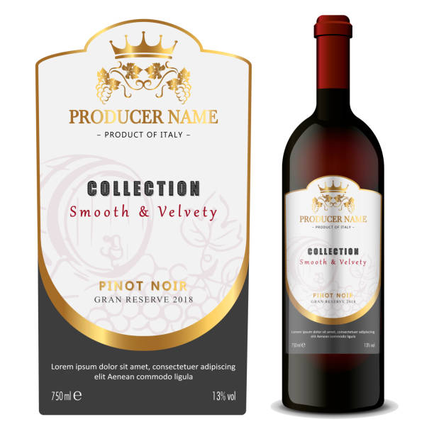 Premium Quality Red and White Wine Labels with Bottle vector art illustration