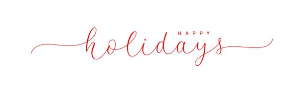 happy holidays odręcznie napis. - happy holidays stock illustrations