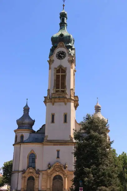 Hockenheim, July 21, 2020: View of the Protestant church in the old town of Hockenheim in Baden-Württemberg
