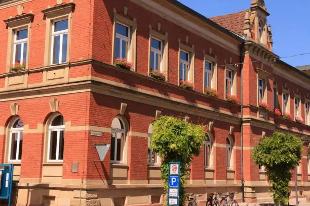 Hockenheim, July 21, 2020: Historic building in the old town of Hockenheim in Baden-Würtemberg