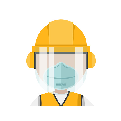 Design Of Person With His Personal Protective Equipment And Face Mask