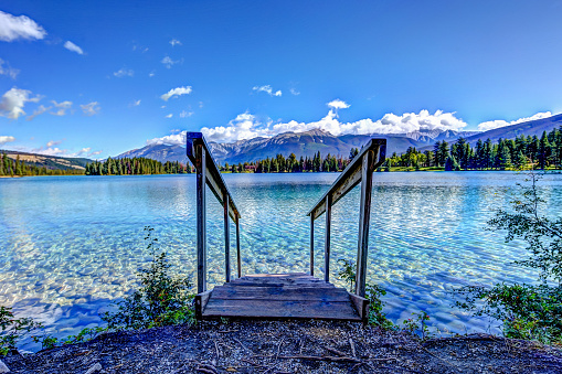 Landscapes of Lake Beauvert in Jasper Alberta
