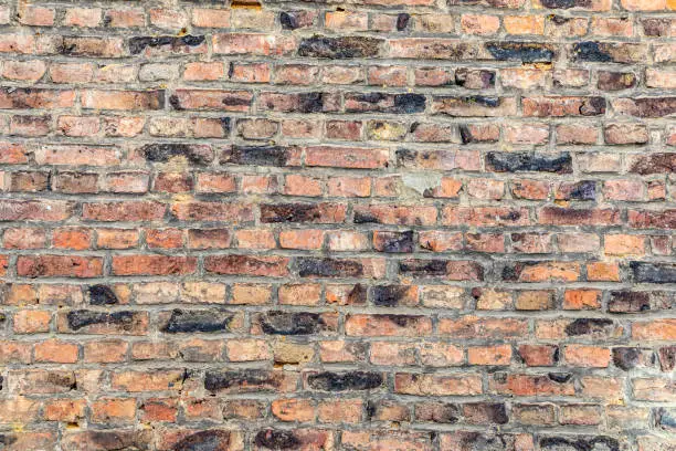 background of red old harmonic rotten brick  wall