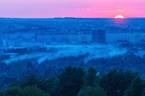 Panorama of Rzeszow at sunset. Rzeszow, Subcarpathia, Poland.