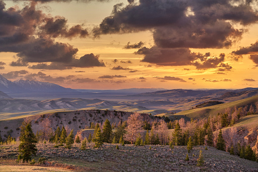 A landscape scenic photo of the hills surrounding Yellowstone national park in Wyoming.