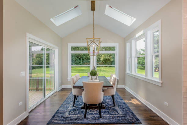 istock Skylights on vaulted ceiling with fish bowl feel with the many windows 1272151356