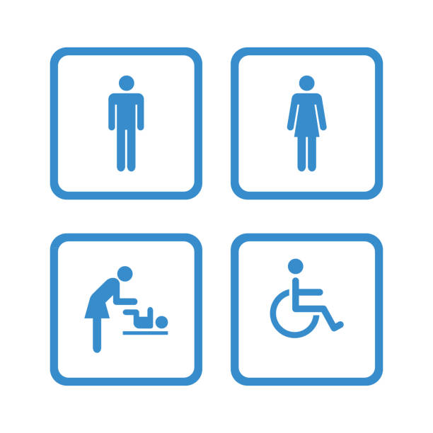 ilustrações, clipart, desenhos animados e ícones de conjunto de ícones de banheiro isolados no fundo branco - silhouette interface icons wheelchair icon set
