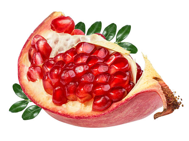 istock Pomegranate with leaves isolated on white background 1272156049