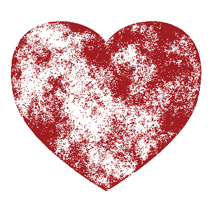 Vintage grainy shabby valentine heart. Love holiday grunge artistic isolated design element. EPS10 vector.