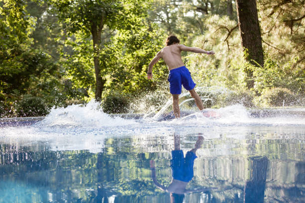 River surfing at the wave on the Boise River