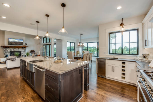 istock New kitchen with sink on island 1272163098