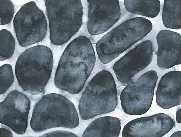 istock Water color background with black and white grungy spots, dots, marks, odd shaped blobs. Handdrawn watercolour sketchy drawing. Beautiful backdrop for creative design, modern poster, art, wallpaper. 1272175413