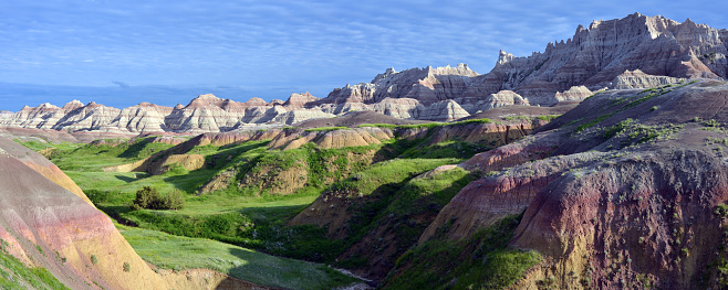 The scenery of Badlands National Park in summer, South Dakota