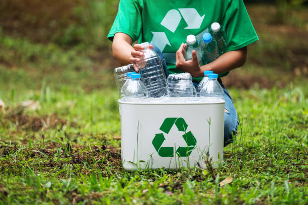 istock A woman collecting and putting plastic bottles into a recycle bin 1272184008