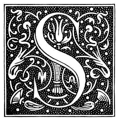 Historiated Initial Letter S - Scanned 1890 Engraving