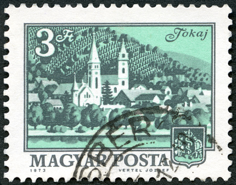 Postage stamp printed in Hungary shows Tokai, Church and City Hall Vac, 1972