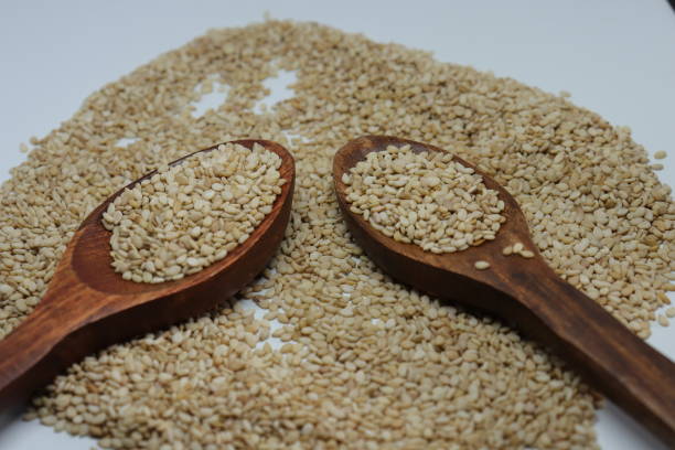 istock Organic natural Til Gul OR Sesame seeds over white background 1272202347