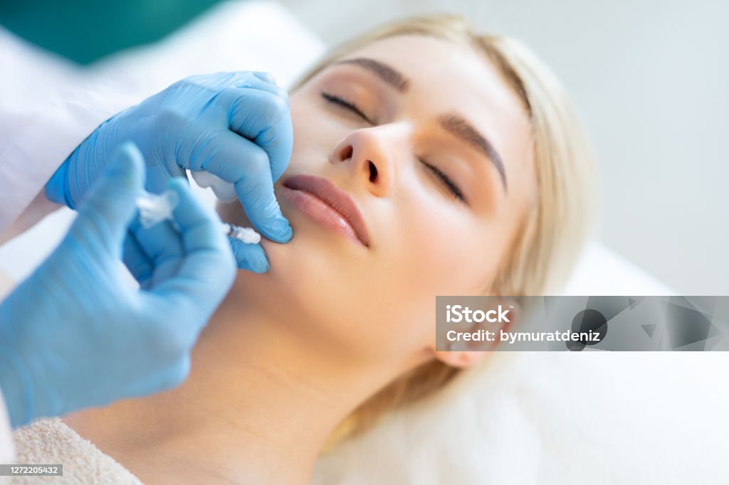 Cosmetic injection of botox Botulinum Toxin Injection Stock Photo