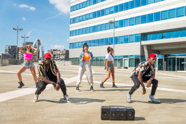 istock Hip hop crew dancing outdoors 1272206598