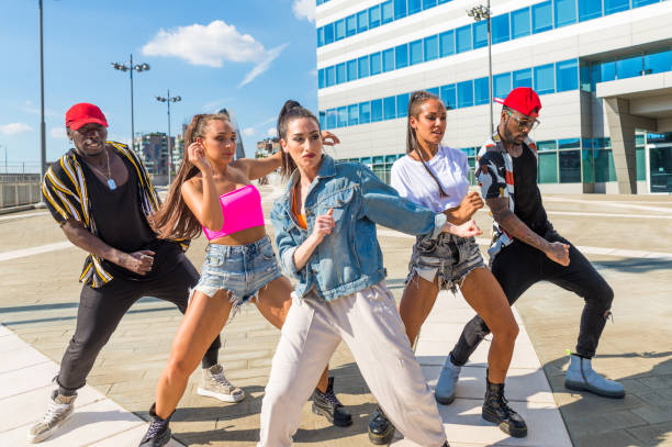 istock Hip hop crew dancing outdoors 1272207184