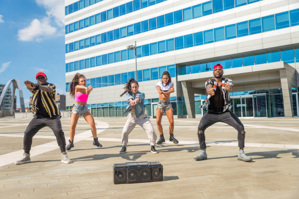 istock Hip hop crew dancing outdoors 1272207585
