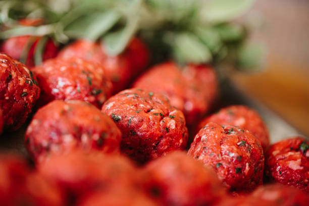Raw Black Angus meat balls