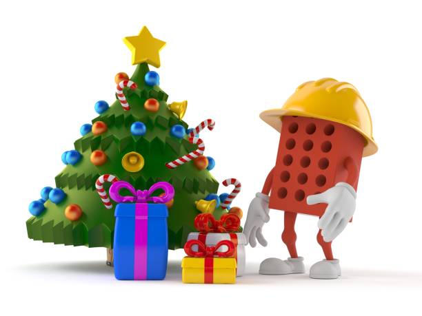 istock Brick character with christmas tree and gifts 1272209552