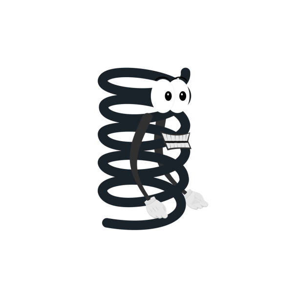 illustrations, cliparts, dessins animés et icônes de ressort en spirale. personnage - springs spiral flexibility metal