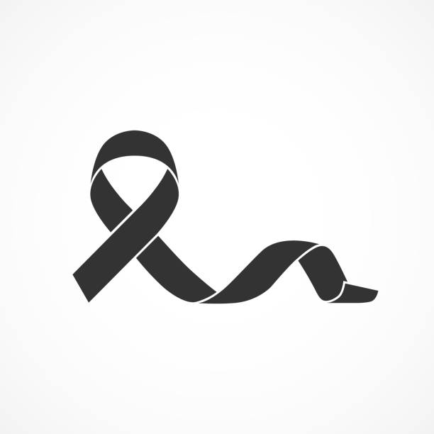 Vector image black ribbon icon. Vector image black ribbon icon. mourning ribbon stock illustrations