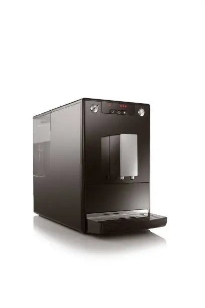 View of espresso americano coffee machine on white background