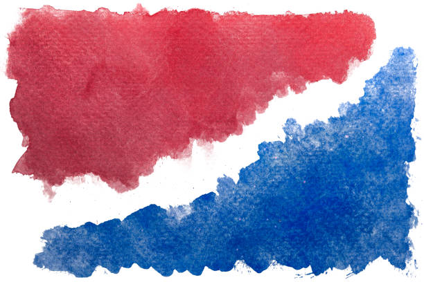 istock Hand painted red and blue watercolor background. 1272213798