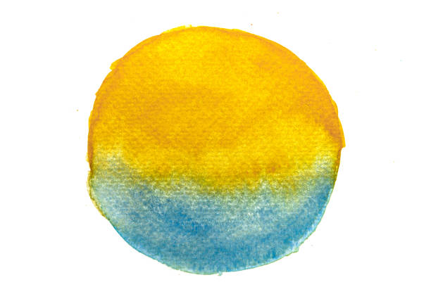 istock Hand painted blue, orange and yellow watercolor texture background. 1272213813